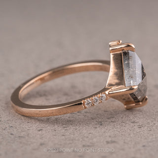 2.13 Carat Salt and Pepper Kite Diamond Engagement Ring, Sammy Setting, 14K Rose Gold
