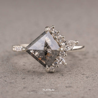 1.64 Carat Salt and Pepper Kite Diamond Engagement Ring, Sammy Setting