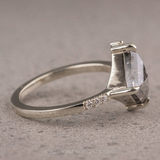 2.13 Carat Salt and Pepper Kite Diamond Engagement Ring, Sammy Setting, Platinum