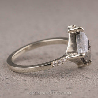 1.64 Carat Salt and Pepper Kite Diamond Engagement Ring, Sammy Setting, Platinum