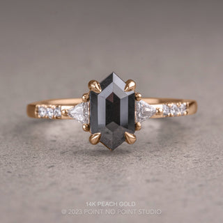 1.26 Carat Black Hexagon Diamond Engagement Ring, Eliza Setting