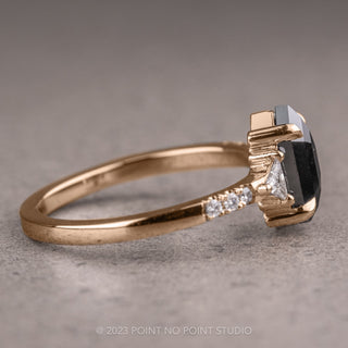 1.57 Carat Black Hexagon Diamond Engagement Ring, Eliza Setting, 14K Rose Gold