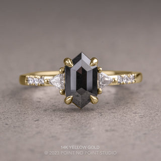 1.26 Carat Black Hexagon Diamond Engagement Ring, Eliza Setting