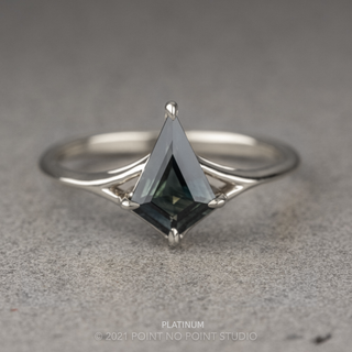 1.32 Carat Teal Kite Sapphire Engagement Ring, Split Shank Jane Setting