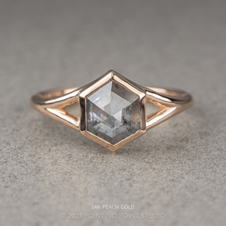 1.19 Carat Salt and Pepper Hexagon Diamond Engagement Ring, Bezel Jane Setting