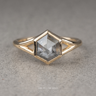 1.19 Carat Salt and Pepper Hexagon Diamond Engagement Ring, Bezel Jane Setting