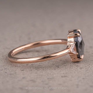 1.77 Carat Black Oval Diamond Engagement Ring, Zoe Setting, 14K Rose Gold