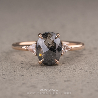 1.77 Carat Black Oval Diamond Engagement Ring, Zoe Setting