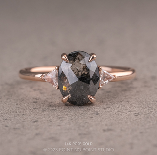 1.77 Carat Black Oval Diamond Engagement Ring, Zoe Setting