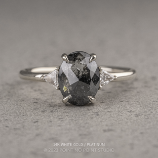 1.77 Carat Black Oval Diamond Engagement Ring, Zoe Setting