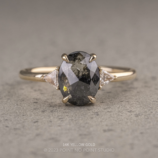 1.77 Carat Black Oval Diamond Engagement Ring, Zoe Setting