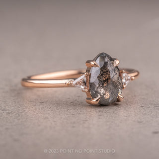 1.33 Carat Salt and Pepper Pear Diamond Engagement Ring, Zoe Setting, 14K Rose Gold