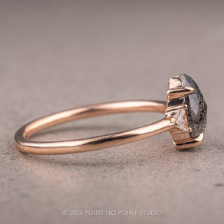 1.30 Carat Salt and Pepper Pear Diamond Engagement Ring, Zoe Setting, 14K Rose Gold