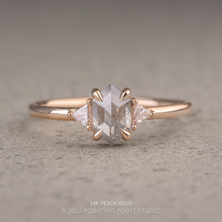 .91 Carat Salt and Pepper Hexagon Diamond Engagement Ring, Zoe Setting