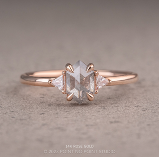 .91 Carat Salt and Pepper Hexagon Diamond Engagement Ring, Zoe Setting