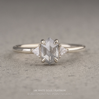 .91 Carat Salt and Pepper Hexagon Diamond Engagement Ring, Zoe Setting