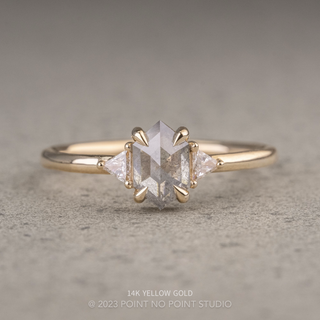 .91 Carat Salt and Pepper Hexagon Diamond Engagement Ring, Zoe Setting
