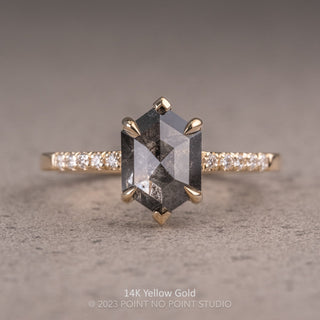 1.94 Carat Black Speckled Hexagon Diamond Engagement Ring, Sirena Setting