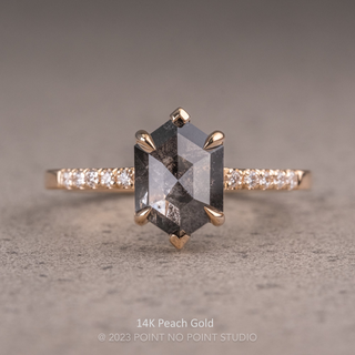 1.94 Carat Black Speckled Hexagon Diamond Engagement Ring, Sirena Setting