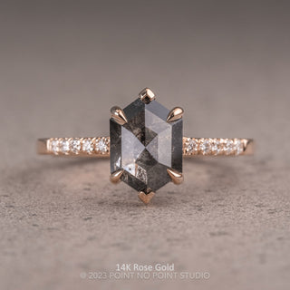 1.94 Carat Black Speckled Hexagon Diamond Engagement Ring, Sirena Setting