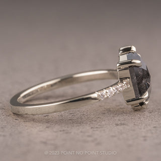 2.20 Carat Salt and Pepper Hexagon Diamond Engagement Ring, Sirena Setting, Platinum