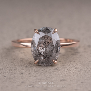 2.75 Carat Salt and Pepper Oval Diamond Engagement Ring, Basket Jane Setting