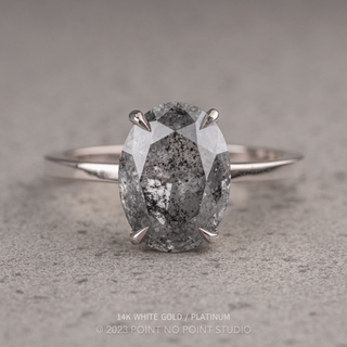 2.75 Carat Salt and Pepper Oval Diamond Engagement Ring, Basket Jane Setting