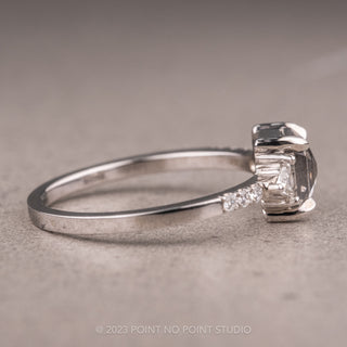 1.35 Carat Salt and Pepper Asscher Shaped Diamond Engagement Ring, Eliza Setting, 14K White Gold