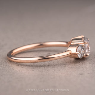 1.19 Carat Salt and Pepper Diamond  Engagement Ring, Cluster Setting 14k Rose Gold