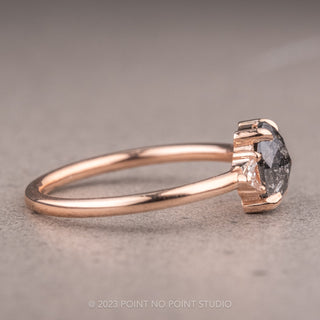 1.03 Carat Salt and Pepper Oval Diamond Engagement Ring, Zoe Setting, 14K Rose Gold