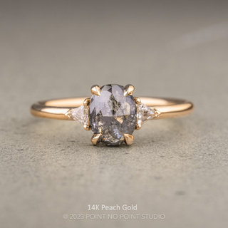 1.03 Carat Salt and Pepper Oval Diamond Engagement Ring, Zoe Setting