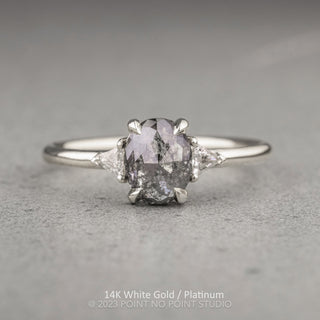 1.03 Carat Salt and Pepper Oval Diamond Engagement Ring, Zoe Setting