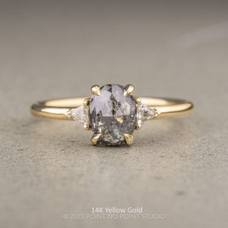 1.03 Carat Salt and Pepper Oval Diamond Engagement Ring, Zoe Setting