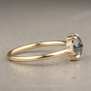 1.03 Carat Salt and Pepper Oval Diamond Engagement Ring, Zoe Setting, 14K Yellow Gold