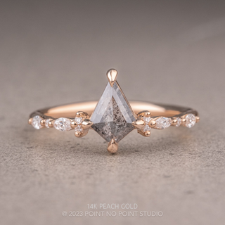 .85 Carat Salt and Pepper Kite Diamond Engagement Ring, Astrid Setting