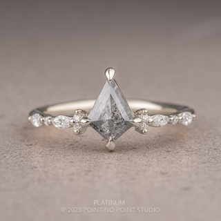 .85 Carat Salt and Pepper Kite Diamond Engagement Ring, Astrid Setting
