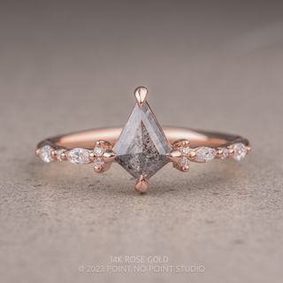 .85 Carat Salt and Pepper Kite Diamond Engagement Ring, Astrid Setting