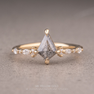 .85 Carat Salt and Pepper Kite Diamond Engagement Ring, Astrid Setting