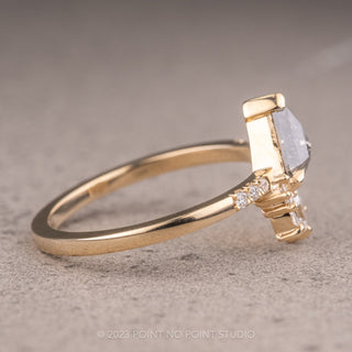 .82 Carat Salt and Pepper Shield Diamond Engagement Ring, Cleo Setting, 14K Yellow Gold