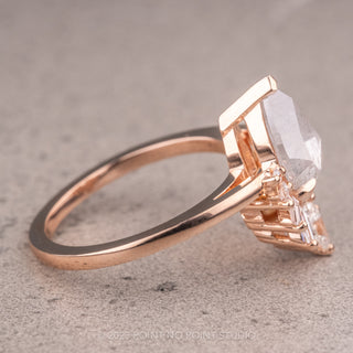 2.34 Carat Icy Grey Pear Diamond Engagement Ring, Wren Setting, 14K Rose Gold