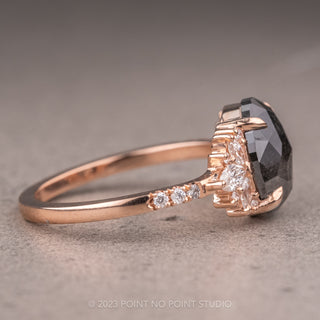 2.57 Carat Black Oval Diamond Engagement Ring, Monarch Setting, 14K Rose Gold