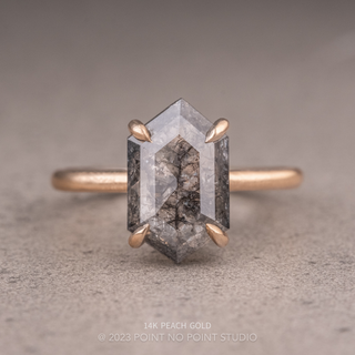 2.53 Carat Salt and Pepper Hexagon Diamond Engagement Ring, Jane Setting