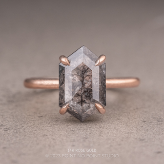 2.53 Carat Salt and Pepper Hexagon Diamond Engagement Ring, Jane Setting