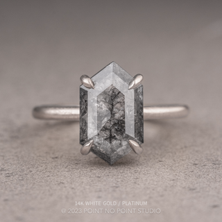 2.53 Carat Salt and Pepper Hexagon Diamond Engagement Ring, Jane Setting