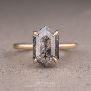 2.53 Carat Salt and Pepper Hexagon Diamond Engagement Ring, Jane Setting