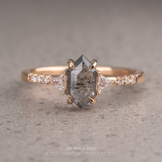 1.11 Carat Black Salt and Pepper Hexagon Diamond Engagement Ring, Eliza Setting