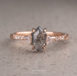 1.11 Carat Black Salt and Pepper Hexagon Diamond Engagement Ring, Eliza Setting