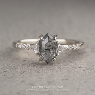 1.11 Carat Black Salt and Pepper Hexagon Diamond Engagement Ring, Eliza Setting