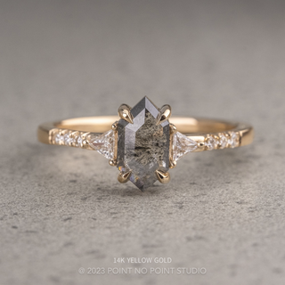 1.11 Carat Black Salt and Pepper Hexagon Diamond Engagement Ring, Eliza Setting