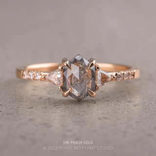 .84 Carat Salt and Pepper Hexagon Diamond Engagement Ring, Eliza Setting
